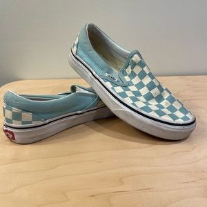 Vans Asher Slip on Sneakers Aquatic/White (womens 5.5/men 4.0)